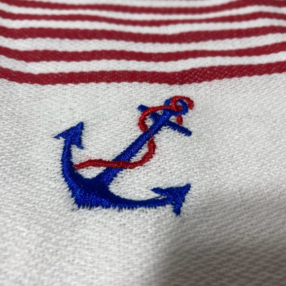 Striped Red Kitchen Hand Towel Nautical Anchor - Picture 3 of 9